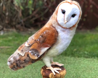 Needle felted barn owl sculpture