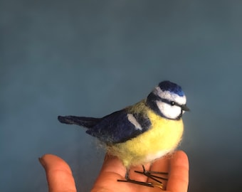 Video Tutorial workshop recording and kit to make needle felted Bluetit 3D sculpture