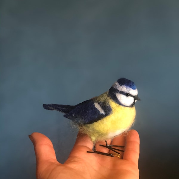 Video Tutorial workshop recording and kit to make needle felted Bluetit 3D sculpture