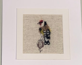 Needle felted goldfinch card