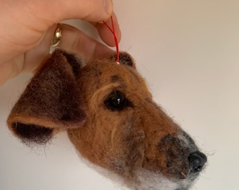 Needle felted hanging jack russel or dachshund sausage dog  daxon sculpture bauble personalised portrait