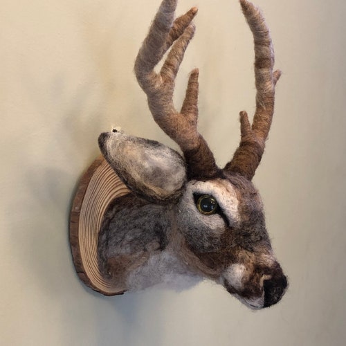 Needle Felted Deer Head Wall Hanging. Made to Order Etsy