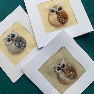 Needle felted Owl card