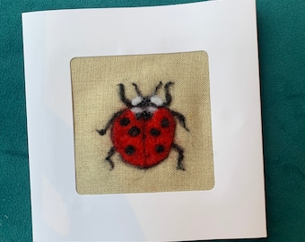 Needle felted Ladybird card