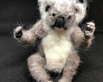 Video Tutorial workshop recording and kit to make needle felted koala 3D sculpture