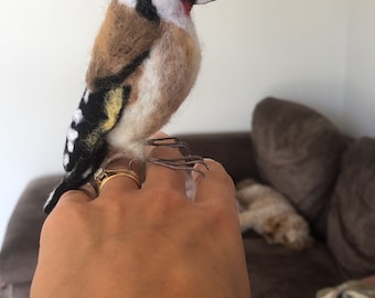 Video Tutorial workshop recording and kit to make needle felted goldfinch
