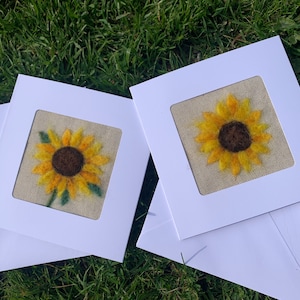 Carte de tournesol feutrée One Needle