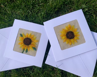 One Needle felted sunflower card