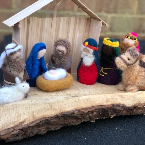 Needle Felted Nativity Set Waldorf Nativity Mary and | Etsy