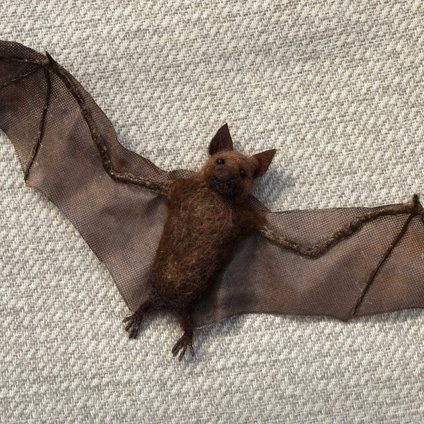 Needle felted bat sculpture