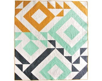 Triangle Jitters Quilt Pattern PDF Download - DIY Sewing for Beginners Original Modern Quilting Designs for Baby, Throw and Twin Sizes