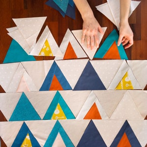 Mod Mountains Quilt Pattern PDF Download - Modern Quilting Designs for Baby, Throw, Twin and Queen/Full Sizes - Video Tutorials Included! image 4