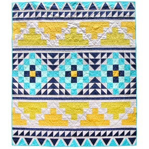 Mosaic Quilt Pattern PDF Download - Video Tutorial! Beginner-Friendly DIY Sewing Tribal Throw Quilt Size with Multiple Color Options