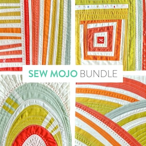 Sew Mojo 1-4 Bundle Quilt Pattern PDF Download - Beginner Scrappy Improv Hand Quilting Mini Quilt Pattern Bundle with Video Tutorial