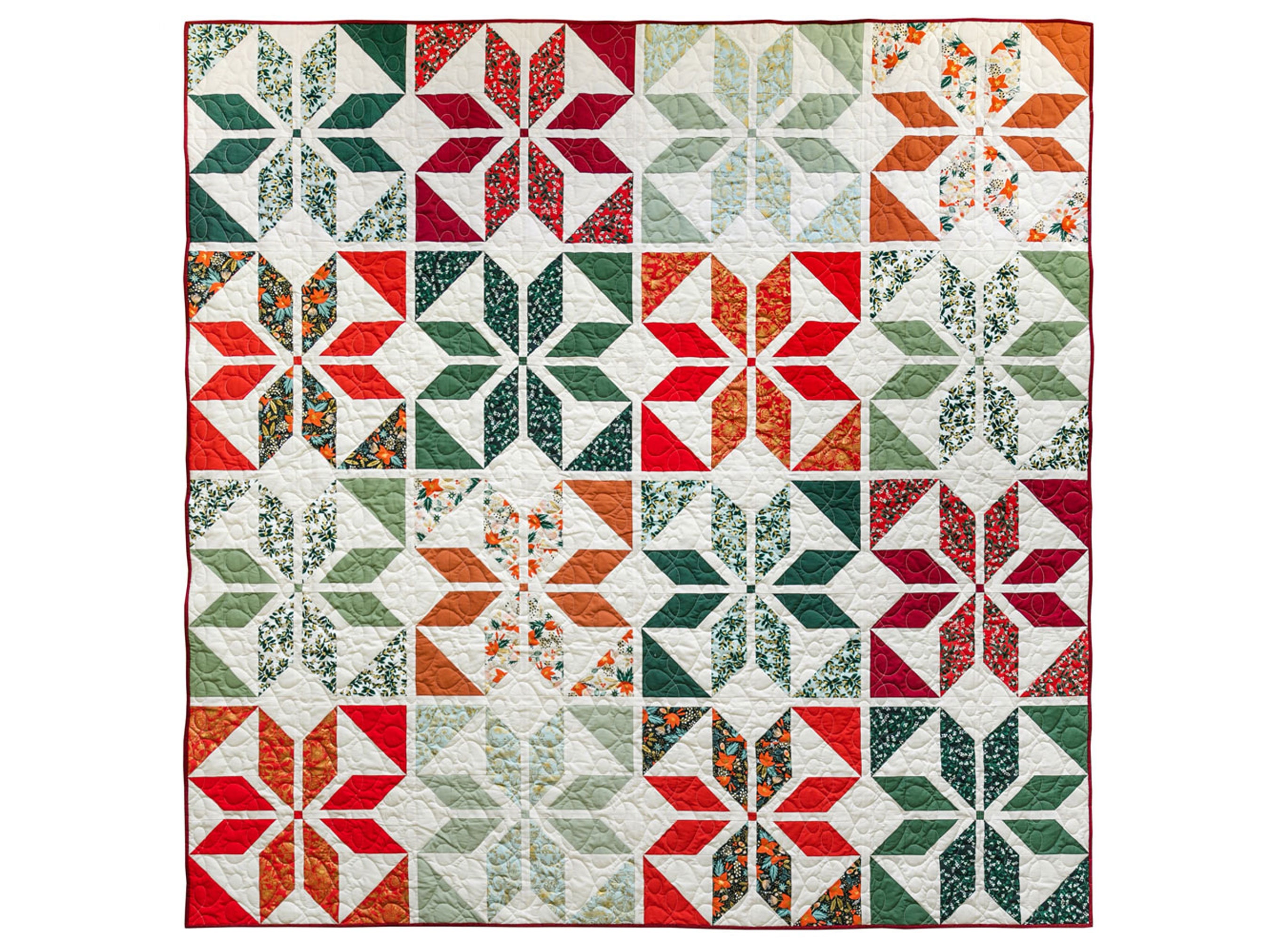 Holiday Party Quilt Pattern PDF Download - Fat Quarter Friendly Quilt with Video Tutorials for Queen, Twin, Throw, and Baby Sizes