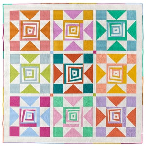 Shining Star Quilt Pattern PDF Download - Improv Star Quilt Pattern with Video Tutorial, Instructions: Queen, Twin, Throw, Baby Sizes