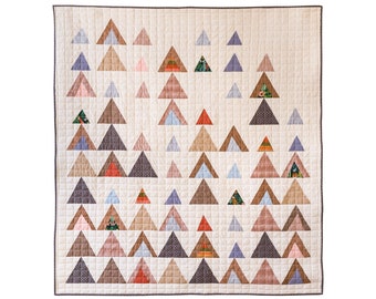 Mod Mountains Quilt Pattern PDF Download - Modern Quilting Designs for Baby, Throw, Twin and Queen/Full Sizes - Video Tutorials Included!