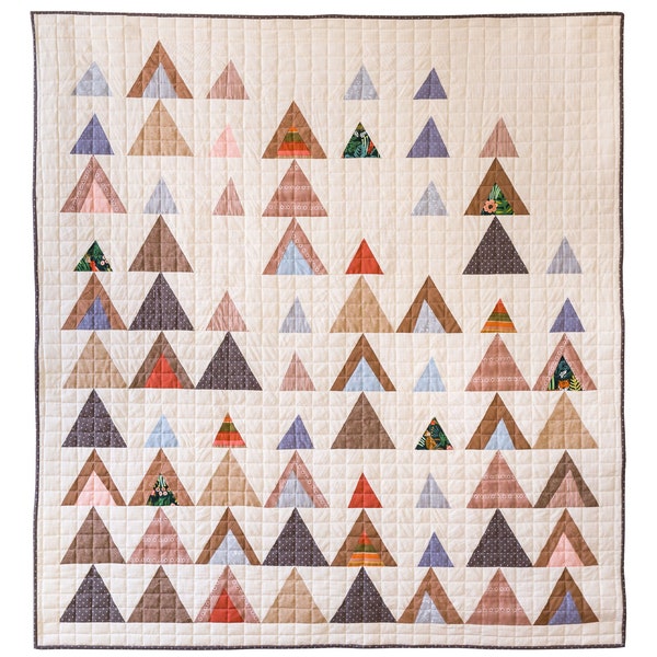 Mod Mountains Quilt Pattern PDF Download - Modern Quilting Designs for Baby, Throw, Twin and Queen/Full Sizes - Video Tutorials Included!