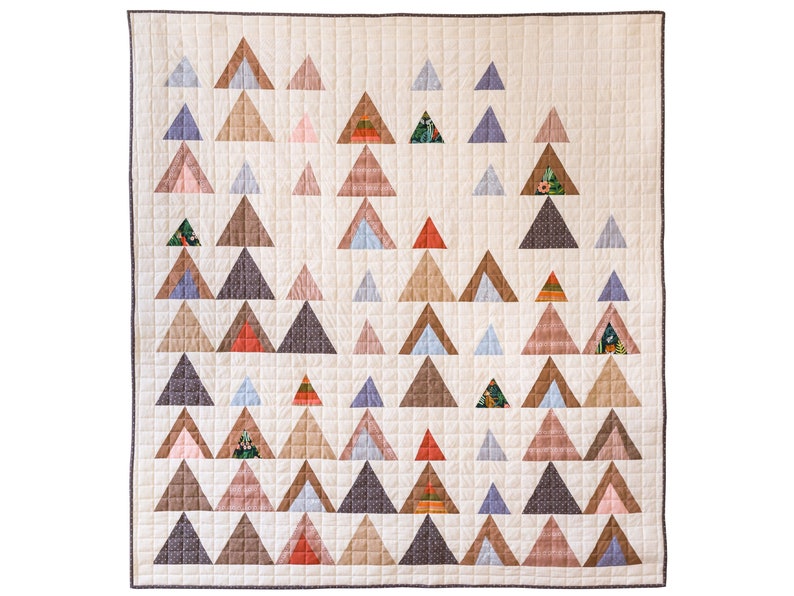 Mod Mountains Quilt Pattern PDF Download - Modern Quilting Designs for Baby, Throw, Twin and Queen/Full Sizes - Video Tutorials Included! image 1