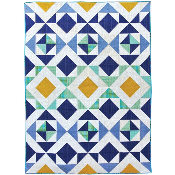 Nordic Triangles Quilt Pattern PDF Download - Original Homemade Modern Quilting Designs for Baby and Throw Sizes Easying Beginner Sewing