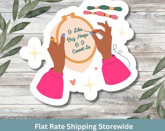 Sticker voor kruissteek en borduurwerk, grappige knutselsticker, cadeau voor borduursters, scrapbook, laptop, ik hou van grote borduurringen