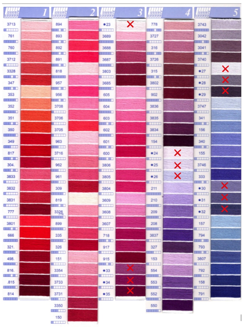 DMC/CXC Floss Color Chart Reference