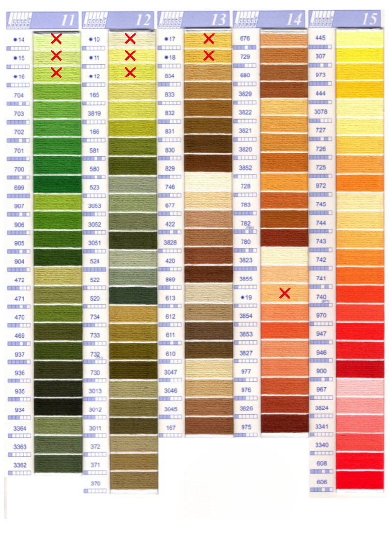 DMC/CXC Embroidery Thread Color Guide