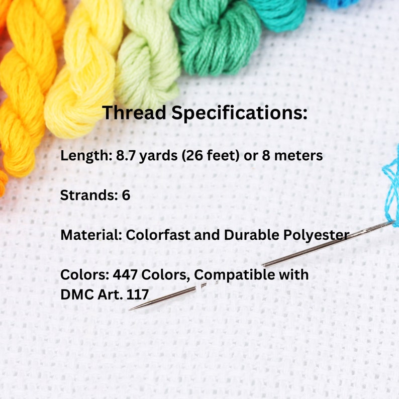 CXC Embroidery Thread 6-Stranded Cotton Needlepoint Floss DMC Art. 117 Compatible DIY Craft Stitching 447 Colors image 6