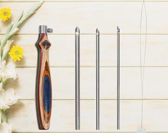 Kit de agujas de punzón de madera arcoíris premium / 3 puntas para arte con hilo y fibra