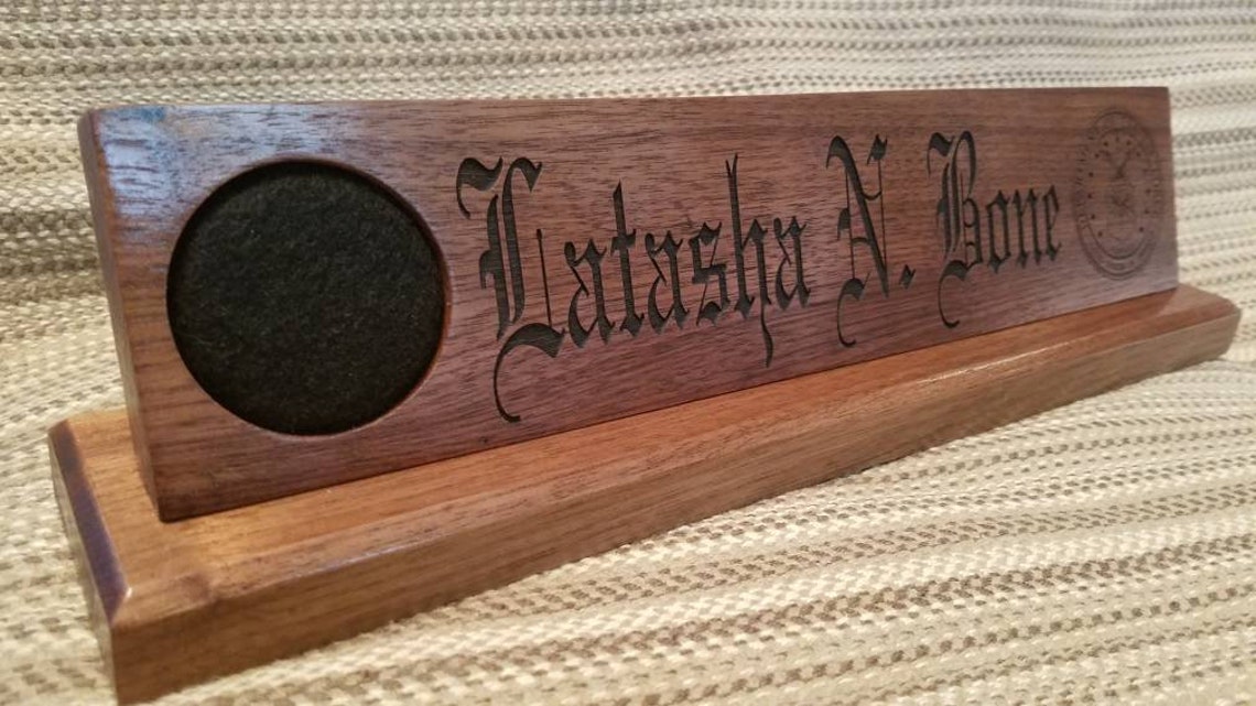 Custom Military Desk Nameplate 15 inch Solid Walnut Wood Etsy