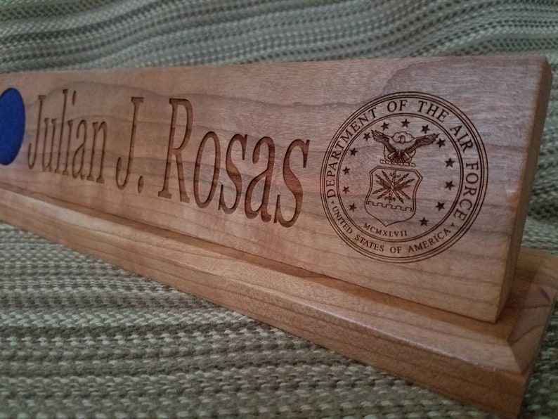 Custom Military Desk Nameplate 15 inch Solid Cherry Wood Etsy