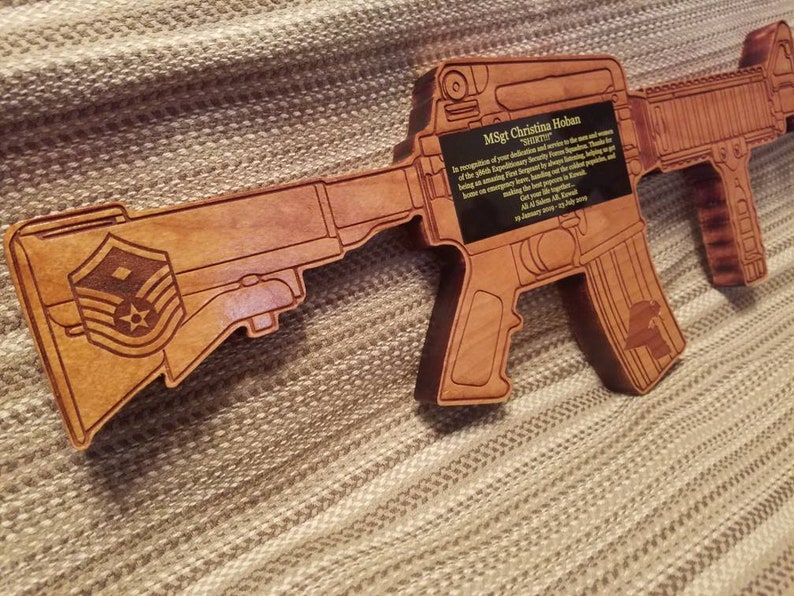 Rifle Plaque M4 With Personalized Plate Military Plaques Etsy