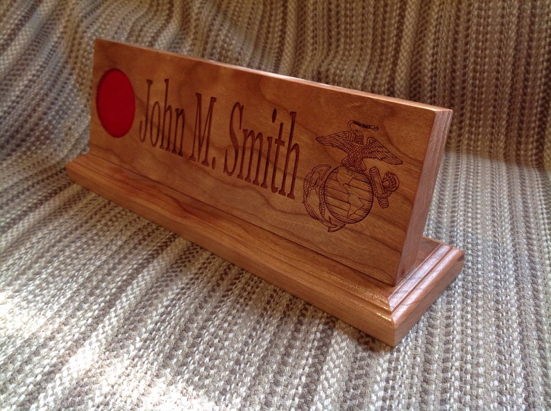 Custom Military Desk Nameplate 15 inch Solid Cherry Wood Etsy
