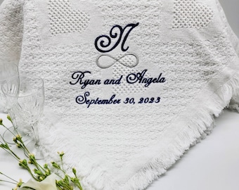 Personalized  wedding blanket with monogram, infinity symbol, bride and groom gift, wedding gift, wedding throw, bride gift, wedding memory