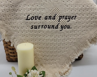 Love and prayer cream memorial blanket,  sympathy, memorial, remembrance, gift for loss