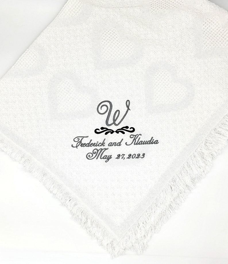 Personalized Wedding Blanket With Monogram Scroll Bride and Etsy
