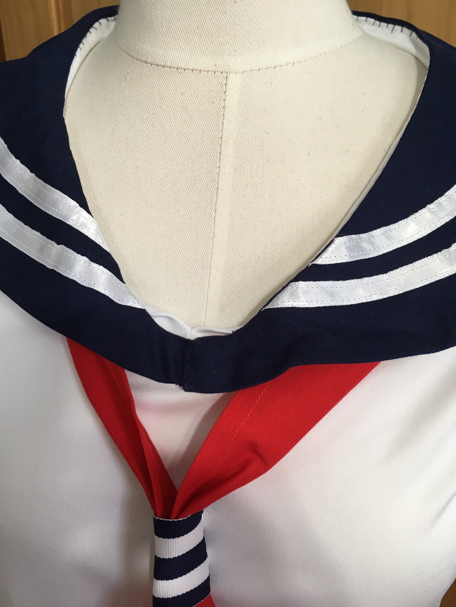 Misses Sailor Collar Top Medium 8/10 Removable Bow White Etsy