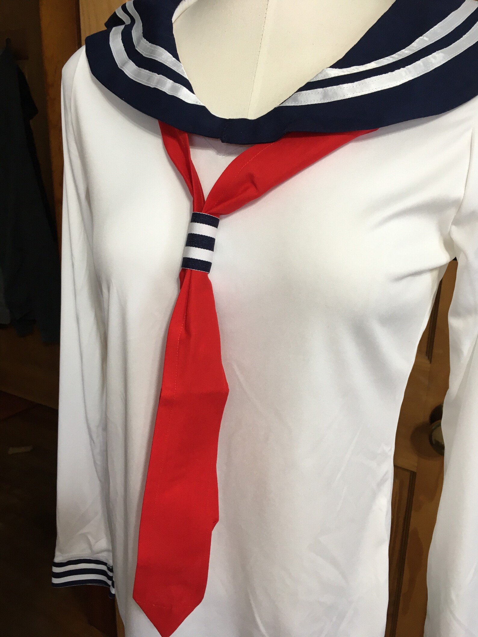Misses Sailor Collar Top Medium 8/10 Removable Bow White Etsy