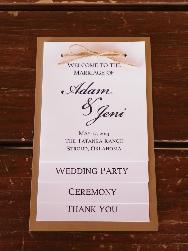 tiered wedding program wedding party thank you card rustic