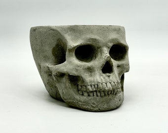 LG Concrete Skull Planter. fits 6” nursery pot