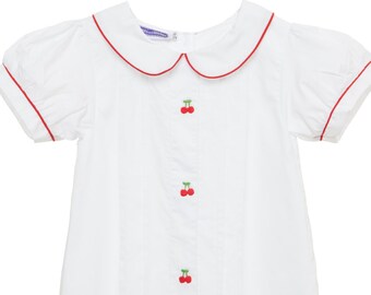 Embroidered Cherries Collared Dress