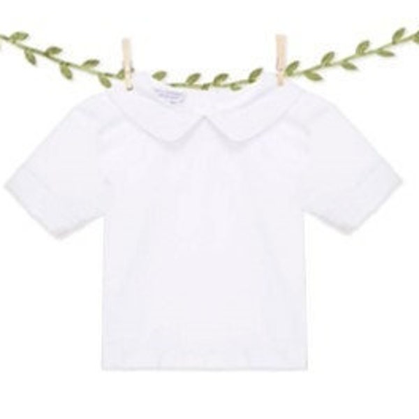 Boy's White Shirt in short sleeves - Perfect under Longalls, Shortalls, Jon Jons, Christmas, Fall, Thanksgiving, Easter, Basic shirt