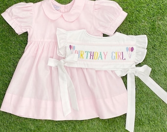 Birthday Smocked Dress with Removable Top. Two Dresses in One! Heirloom, Vintage, Birthday girl dress 428 *G