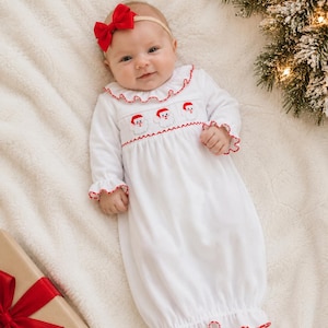 preemie holiday dresses Newborn Smocked Christmas Dress feature_Sheer Sexy