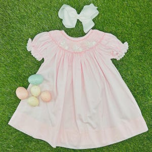open lace back dress Baby Girls Pink Heirloom Smocked Easter Dress main image 0