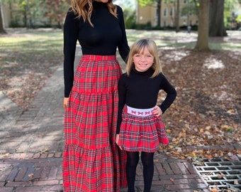 Christmas Maxi Skirt in Tartan Plaid - Holiday parties, Matching Mommy & Me, Long Skirt, Tartan Skirt