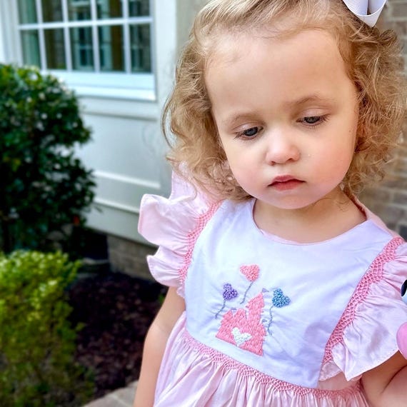 Castle Smocked Dress With Embroidery & French Knot- Disney Trip Fun!  Perfect for Magic Kingdom, Mouse Ears Balloon, Cinderella 637 *G - Etsy  Canada