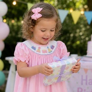 Birthday Smocked Dress in Pink -Birthday party outfit, Baby girl, Heirloom, Vintage style, machine washable 436 *G