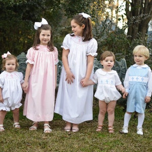 Smocked Cross Dress in Pink with Lace Baptism, Christening, Baby Girl, Heirloom dress, Flower Girl, Bishop Style image 4