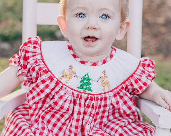 Smocked Baby Christmas Gown Baby Girl Christmas Dress Infant Baby